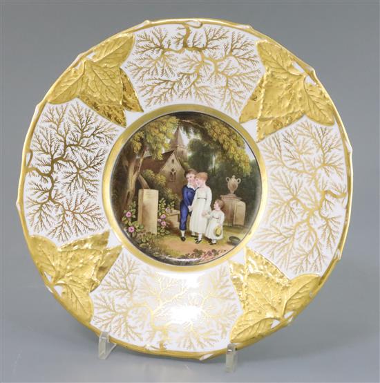 A Rockingham porcelain cabinet plate, c.1830-42, D. 25cm